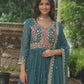 Rajwada Teal Blue Georgette Embroidered Kurta Set For Women