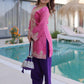Rajwada Pink Viscose Embroidered Kurta Set For Women