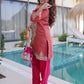 Rajwada Rust Red Viscose Embroidered Kurta Set For Women