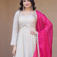 Rajwada White Georgette Embellished Kurta Set For Women