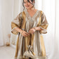 Rajwada Golden Tissue Embroidered Kurta Set For Women