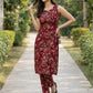 Rajwada Maroon Georgette Floral Print Kurta Set For Women