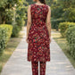Rajwada Maroon Georgette Floral Print Kurta Set For Women