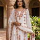 Rajwada White And Brown Georgette Embroidered Kurta Set For Women