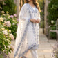 Rajwada White And Sky Blue Georgette Embroidered Kurta Set For Women