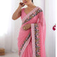 Rajwada Pink Georgette Embroidered Saree For Women