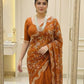 Rajwada Rust Orange Silk Embroidered Saree For Women