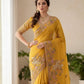 Rajwada Mustard Chiffon Lace Work Saree For Women