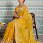 Rajwada Mustard Yellow Georgette Cut Work Saree For Women