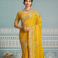 Rajwada Mustard Yellow Georgette Cut Work Saree For Women