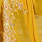Rajwada Mustard Yellow Georgette Cut Work Saree For Women