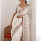 Rajwada White Silk Embroidered Saree For Women