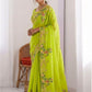 Rajwada Lime Green Silk Cut Work Saree For Women