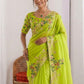 Rajwada Lime Green Silk Cut Work Saree For Women