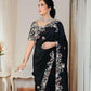 Rajwada Black Georgette Embroidered Saree For Women