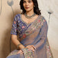 Rajwada Dusty Lavender Chiffon Lace Work Saree For Women