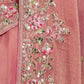 Rajwada Peach Chiffon Lace Work Saree For Women