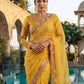 Rajwada Yellow Chiffon Cut Work Saree For Women