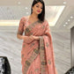 Rajwada Peach Silk Embroidered Saree For Women