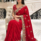 Rajwada Red Silk Embroidered Saree For Women
