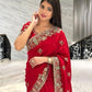 Rajwada Red Silk Embroidered Saree For Women