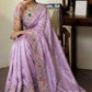 Rajwada Lavender Silk Blend Solid Saree For Women