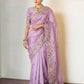 Rajwada Lavender Silk Blend Solid Saree For Women