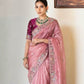 Rajwada Light Pink Silk Blend Solid Saree For Women