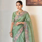 Rajwada Pista Green Silk Blend Solid Saree For Women