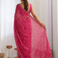 Rajwada Pink Georgette Lace Work Saree For Women