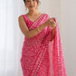 Rajwada Pink Georgette Lace Work Saree For Women