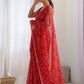 Rajwada Red Georgette Lace Work Saree For Women