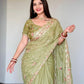 Rajwada Green Georgette Cut Work Saree For Women