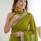 Rajwada Green Silk Blend Embroidered Saree For Women