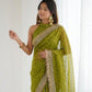 Rajwada Green Silk Blend Embroidered Saree For Women