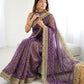 Rajwada Purple Silk Blend Embroidered Saree For Women