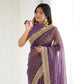 Rajwada Purple Silk Blend Embroidered Saree For Women