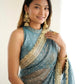 Rajwada Teal Blue Silk Blend Embroidered Saree For Women