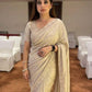 Rajwada Cream Satin Silk Solid Saree For Women