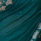 Rajwada Teal Blue Satin Silk Solid Saree For Women