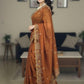 Rajwada Rust Silk Embroidered Saree For Women