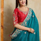 Rajwada Teal Blue Chiffon Embroidered Saree For Women