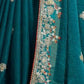 Rajwada Teal Blue Chiffon Embroidered Saree For Women