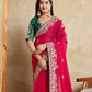 Rajwada Deep Pink Chiffon Embroidered Saree For Women