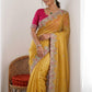 Rajwada Yellow Chiffon Silk Solid Saree For Women