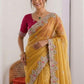 Rajwada Yellow Chiffon Silk Solid Saree For Women