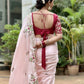 Rajwada Light Pink Silk Embroidered Saree For Women