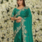 Rajwada Teal Blue Chiffon Sequence And Cut Work Saree For Women