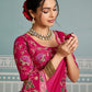 Rajwada Dark Pink Georgette Cut Work Saree For Women