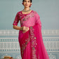 Rajwada Dark Pink Georgette Cut Work Saree For Women